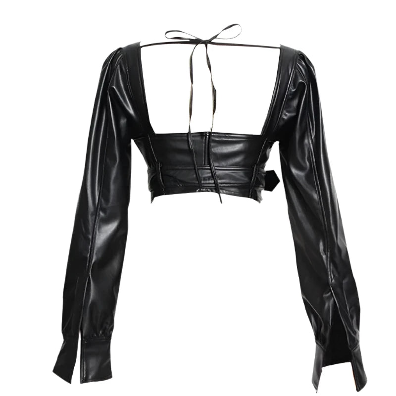 Belted Moto Crop Top