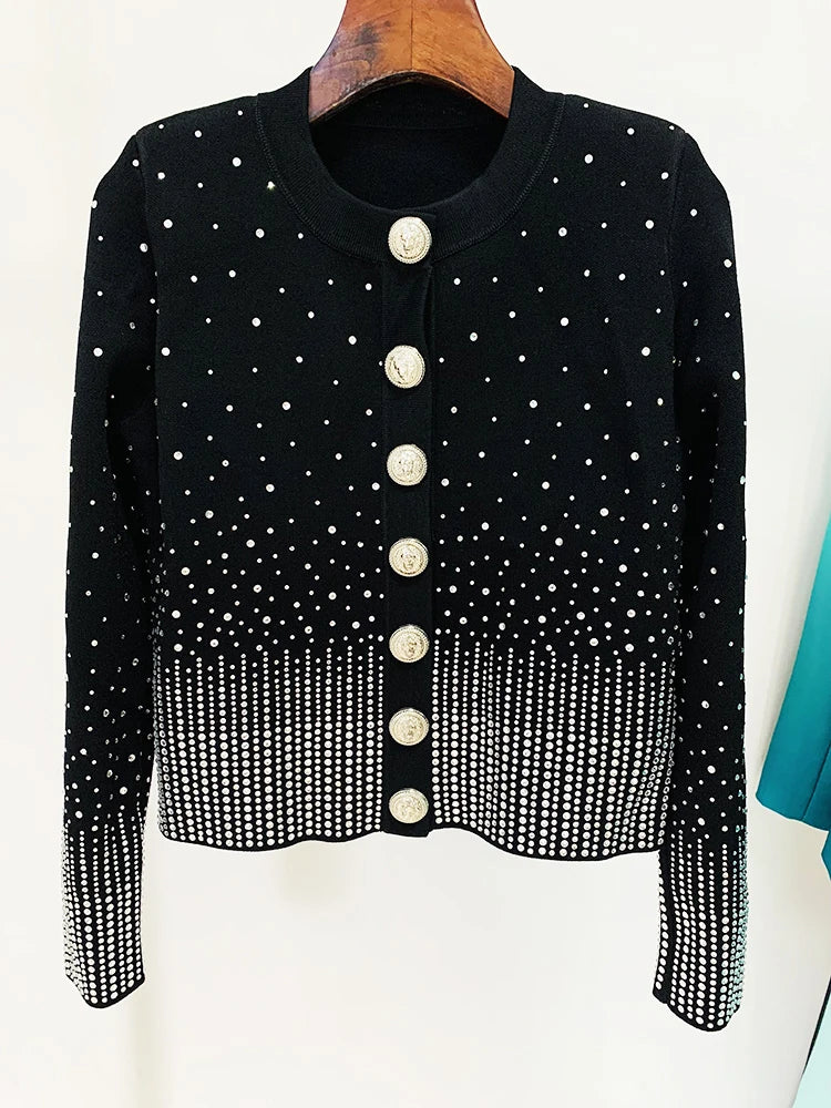 Rhinestone Embellished Knit Cardigan