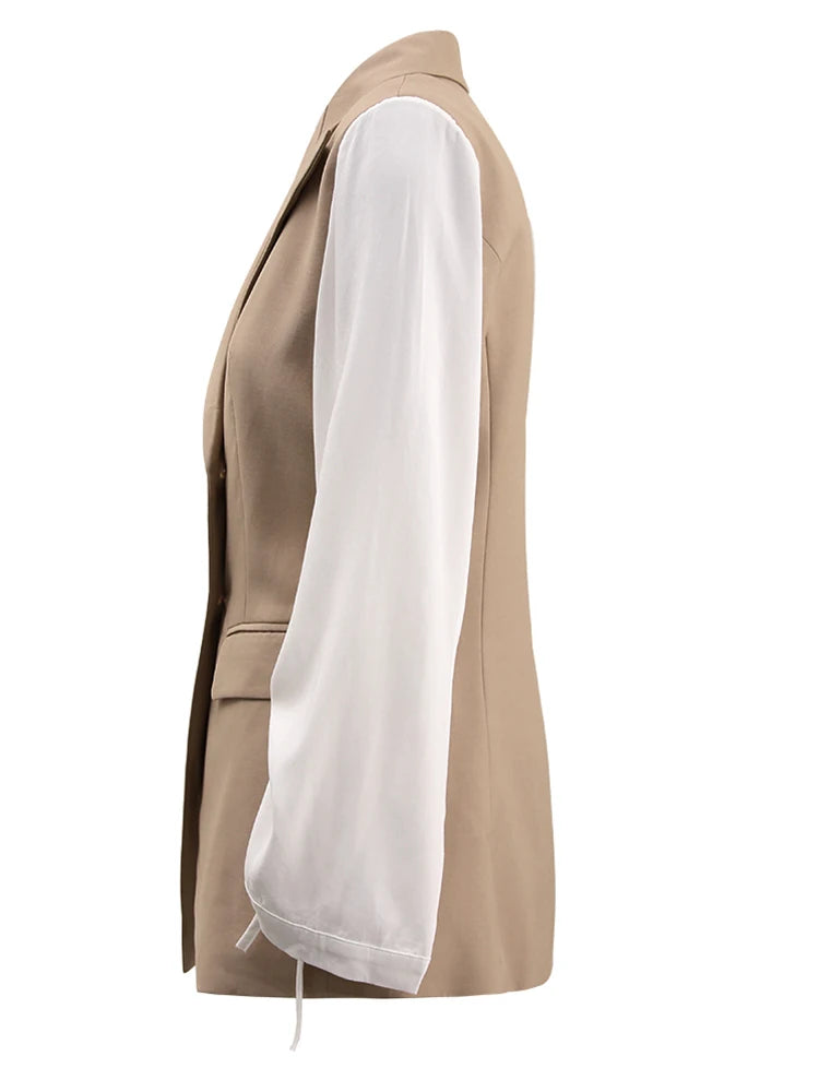 Drawstring Ruched Sleeve Blazer