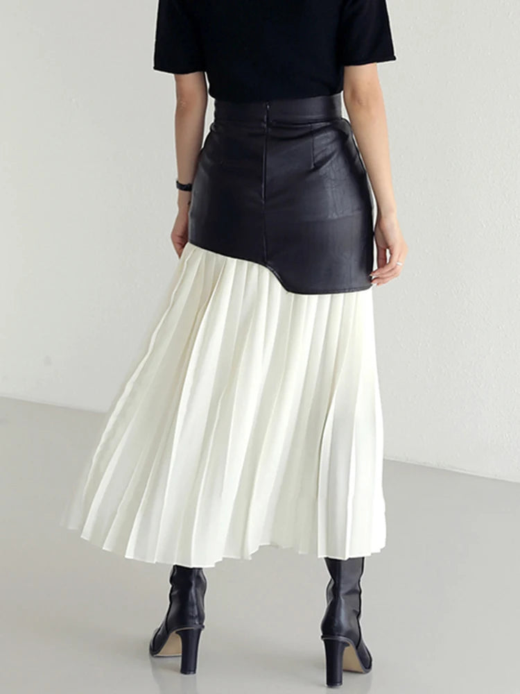 Split Fabric Pleated Skirt