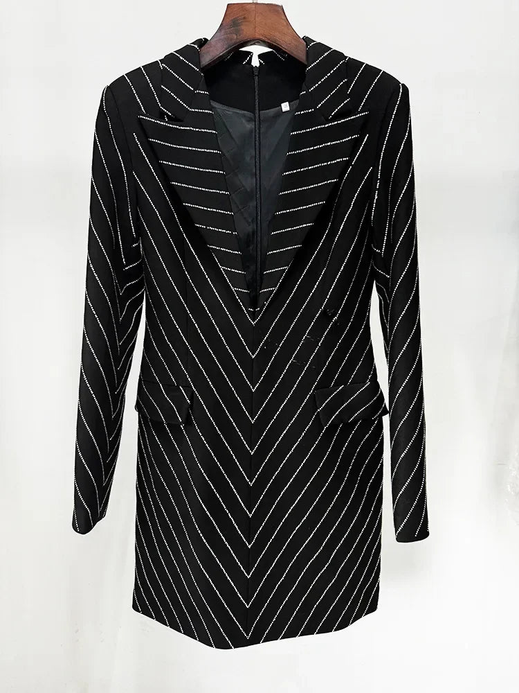 Diamond Lined Detail Blazer Dress