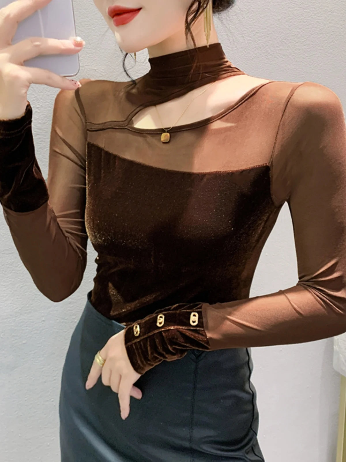 Long Sleeve Mesh Top