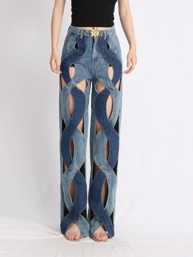 Crisscross Patchwork Jeans