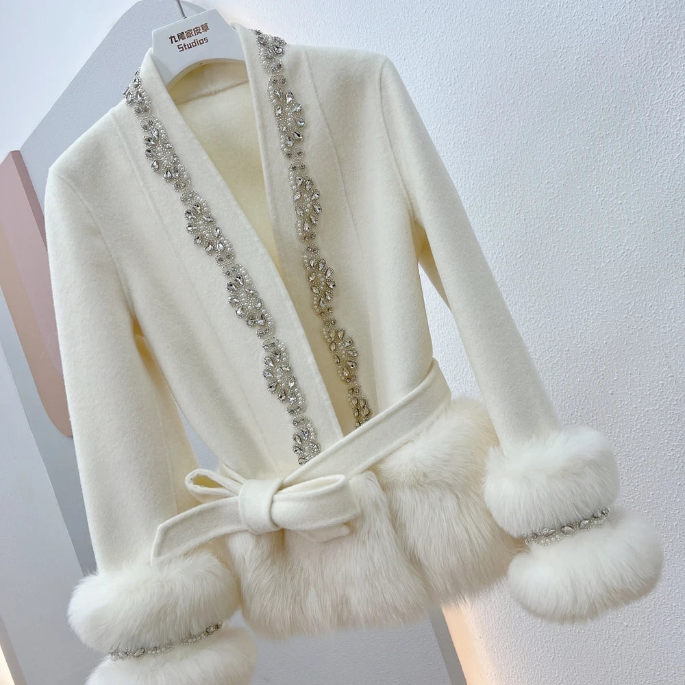 Crystal Pearl Fox Fur Coat