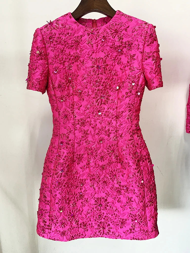 Floral Jacquard Mini Dress