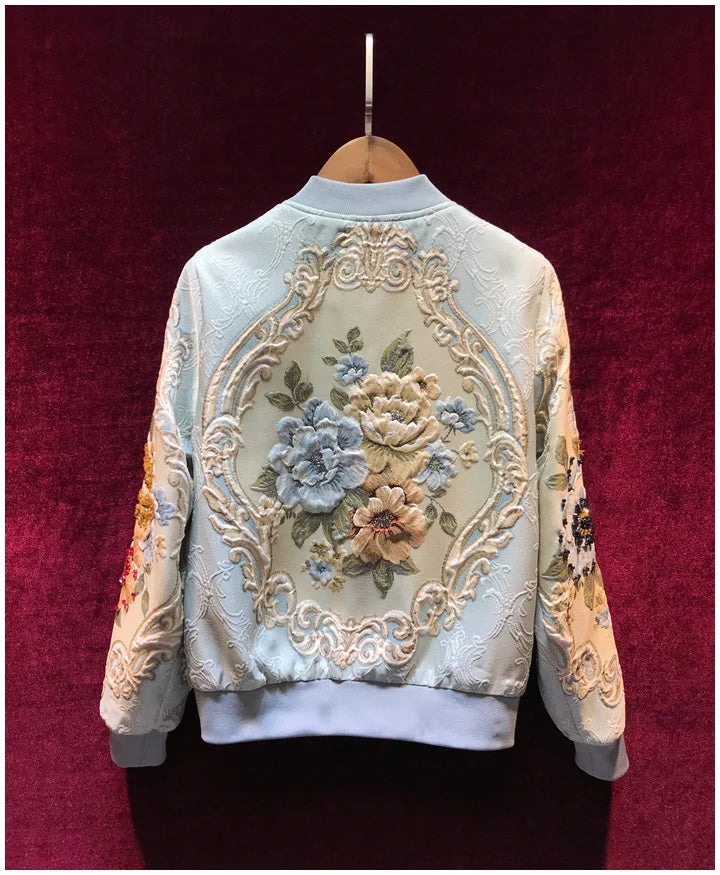 Floral Embroidered Varsity Jacket