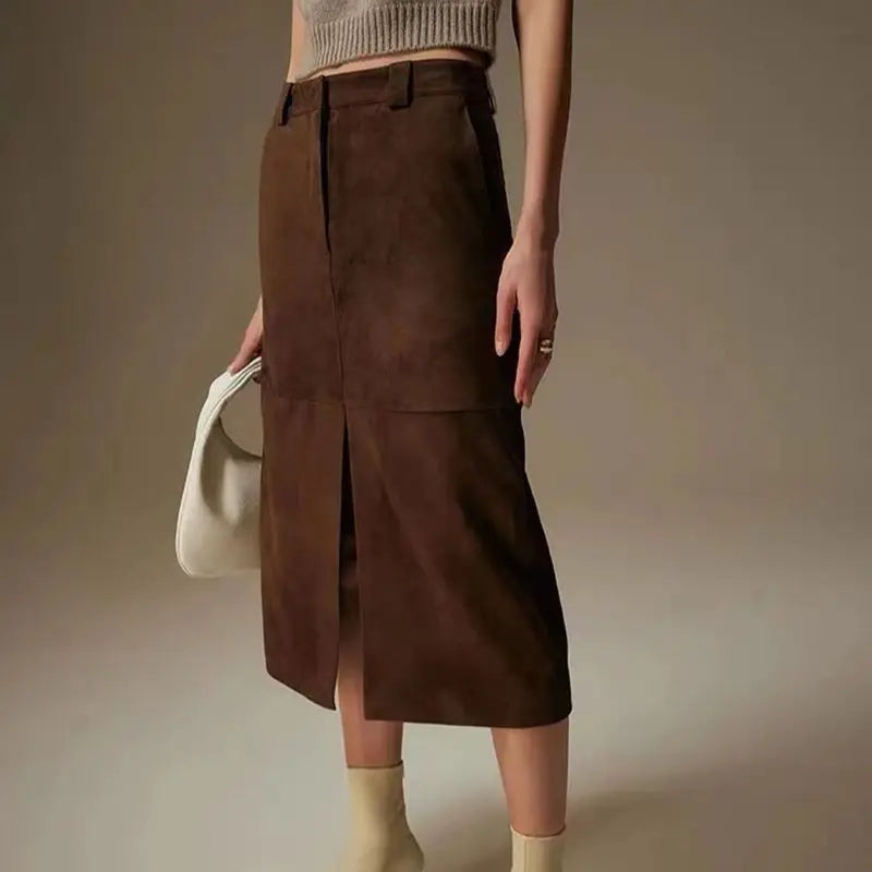 Suede Midi Skirt