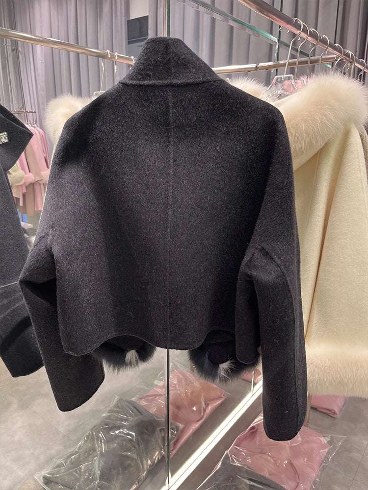 Marble Fur Cuff Wool Coat