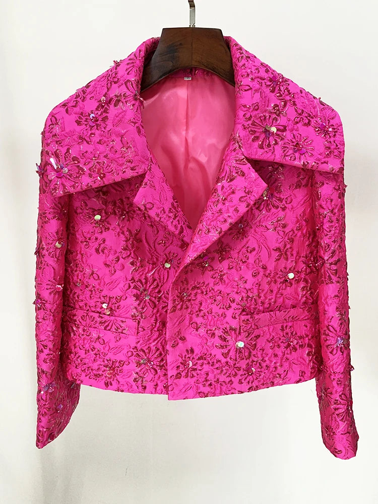 Floral Jacquard Blazer Jacket