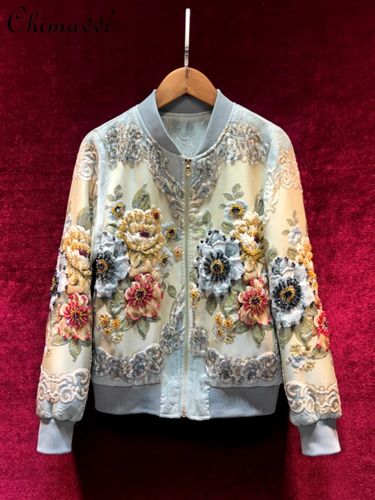 Floral Embroidered Varsity Jacket