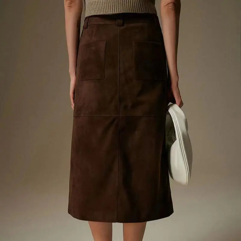 Suede Midi Skirt