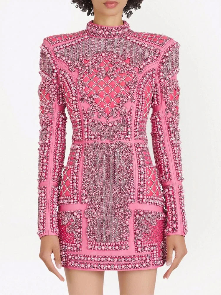 Luxurious Pearl Sequined Mini Dress