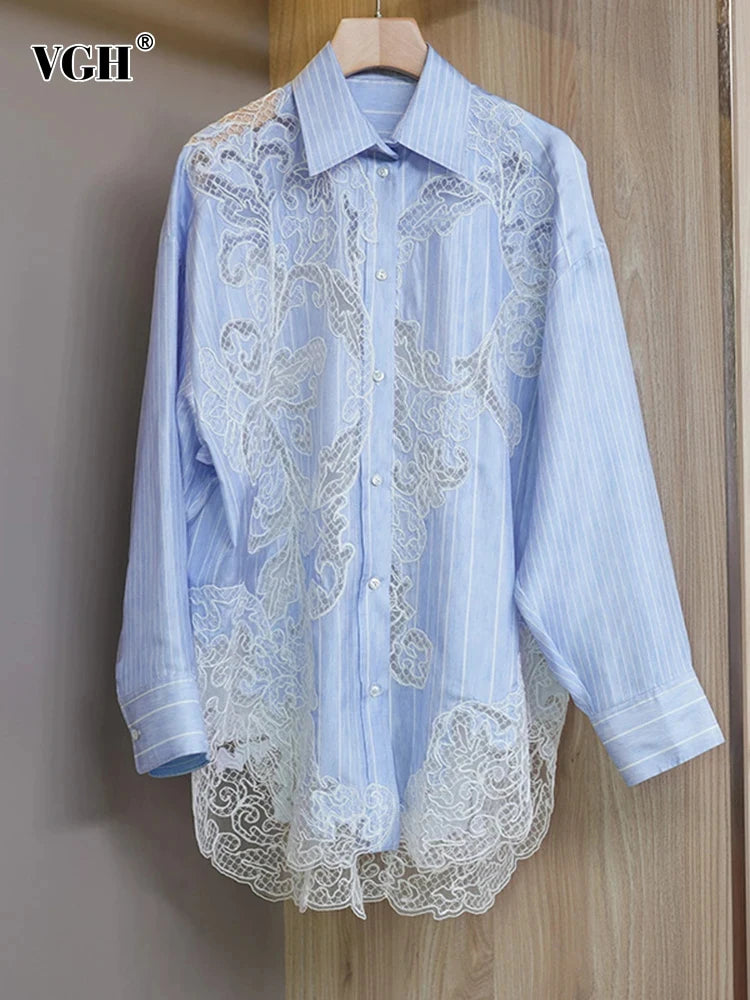 Lace Botton Down Blouse